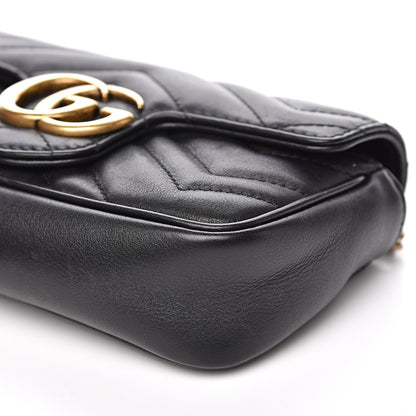 Gucci Calfskin Matelasse Super Mini GG Marmont Shoulder Bag Black 9 of 16