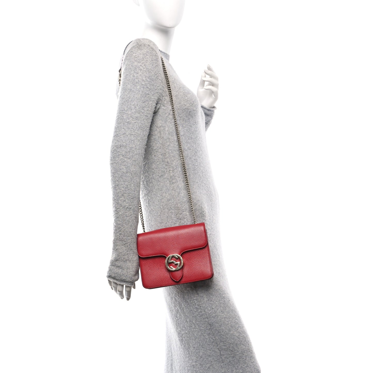 Dollar Calfskin Small Interlocking G Shoulder Bag Red