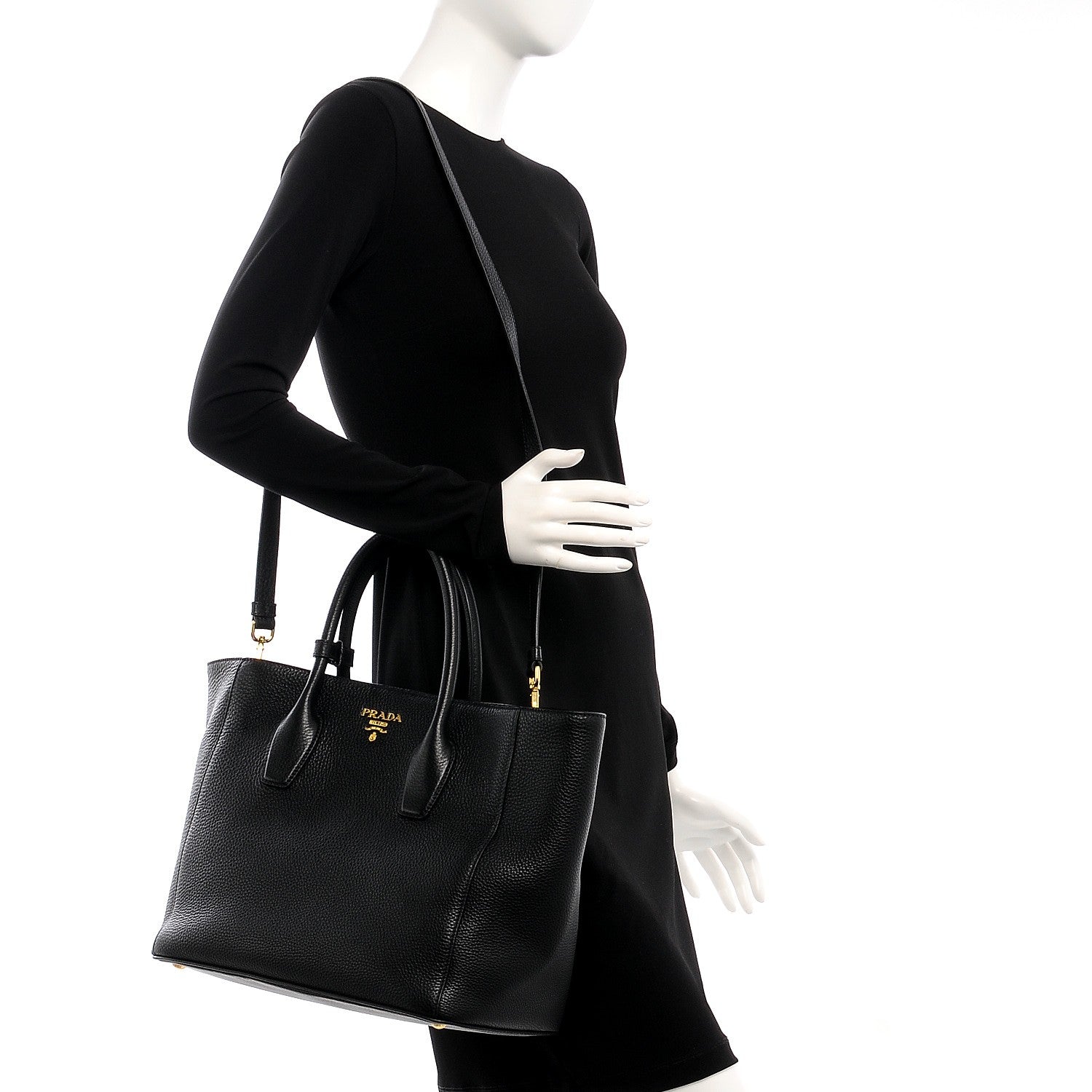 Prada Vitello Daino Tote Nero Black 2 of 9