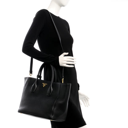 Prada Vitello Daino Tote Nero Black 2 of 9