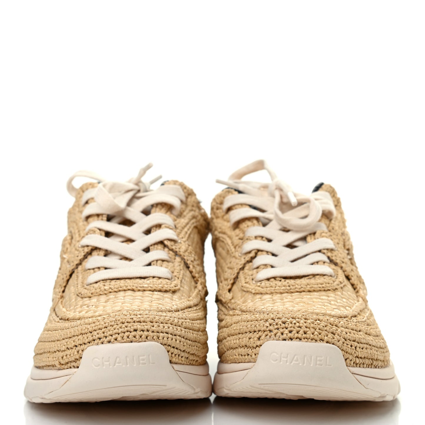 Braided Raffia Womens CC Sneakers 38.5 Beige