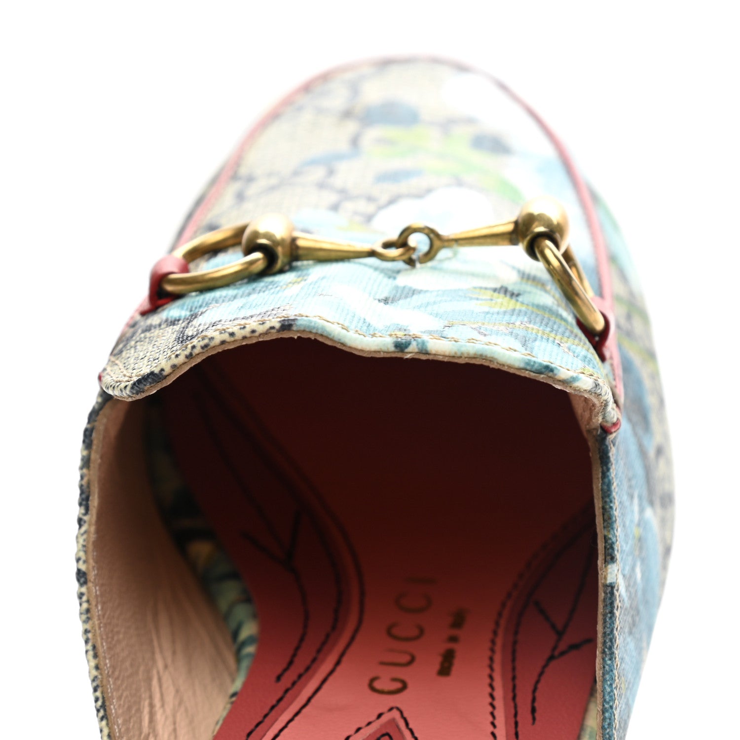 Gucci GG Supreme Monogram Blooms Womens Princetown Slippers 34 Beige Blue Navy Hibiscus Red 10 of 11