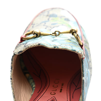 Gucci GG Supreme Monogram Blooms Womens Princetown Slippers 34 Beige Blue Navy Hibiscus Red 10 of 11