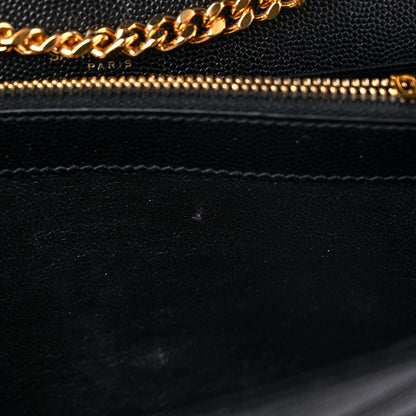 Saint Laurent Grain De Poudre Matelasse Chevron Monogram Chain Wallet Black 11 of 15