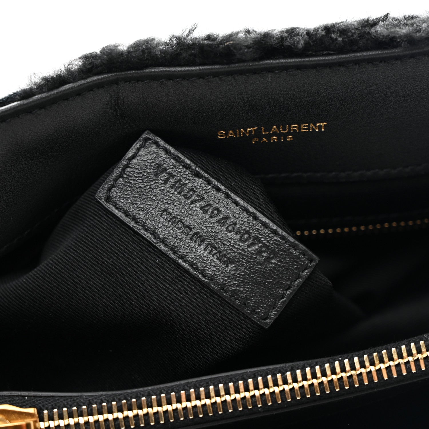 Saint Laurent Shearling Y Quilted Monogram Medium Loulou Chain Satchel Black 8 of 11