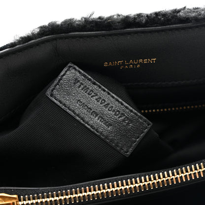 Saint Laurent Shearling Y Quilted Monogram Medium Loulou Chain Satchel Black 8 of 11