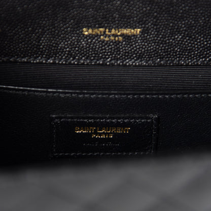 Saint Laurent Grain De Poudre Textured Mixed Matelasse Triquilt Medium Monogram Satchel Black 8 of 11