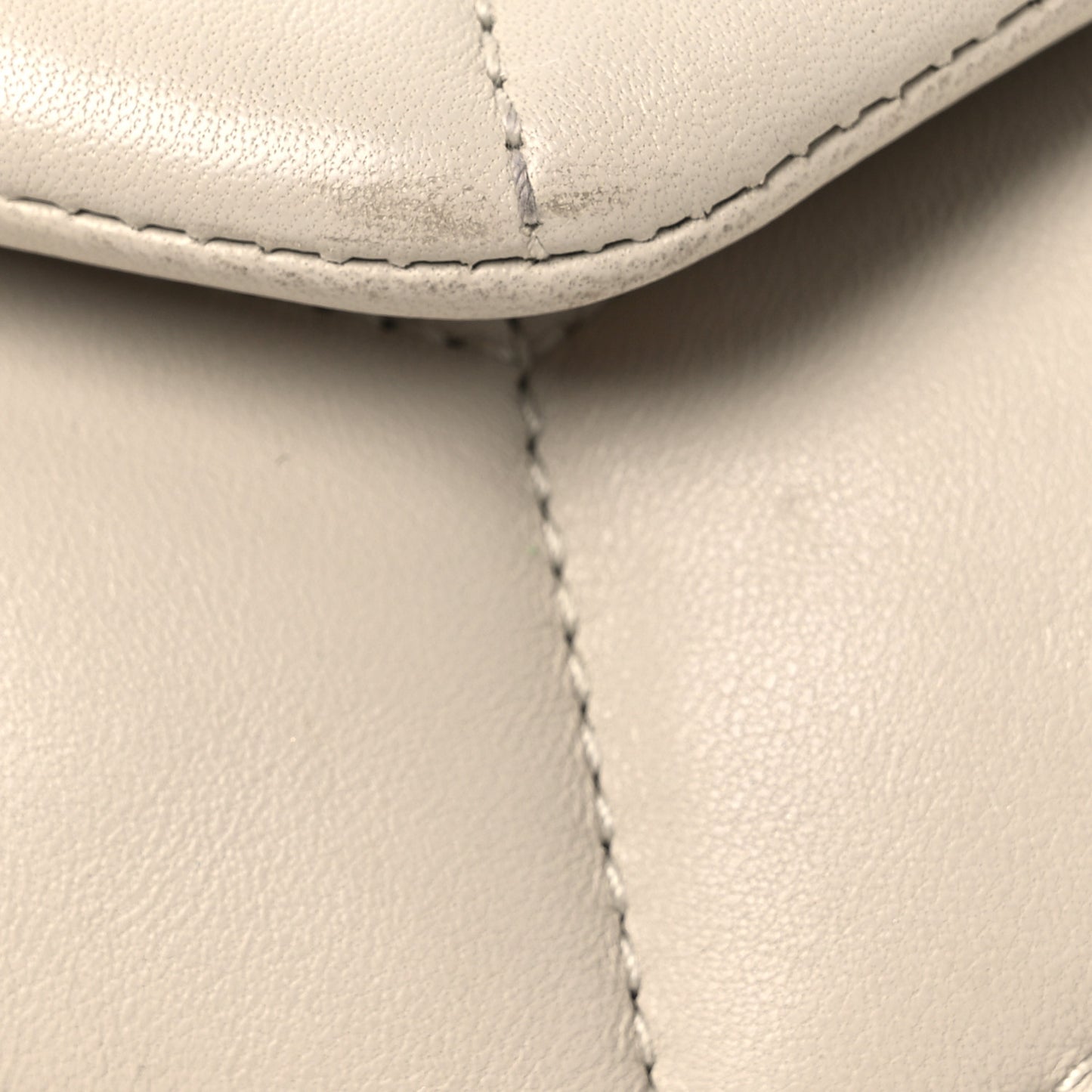 Lambskin Quilted Toy Loulou Puffer Monogram Chain Satchel Crema Soft