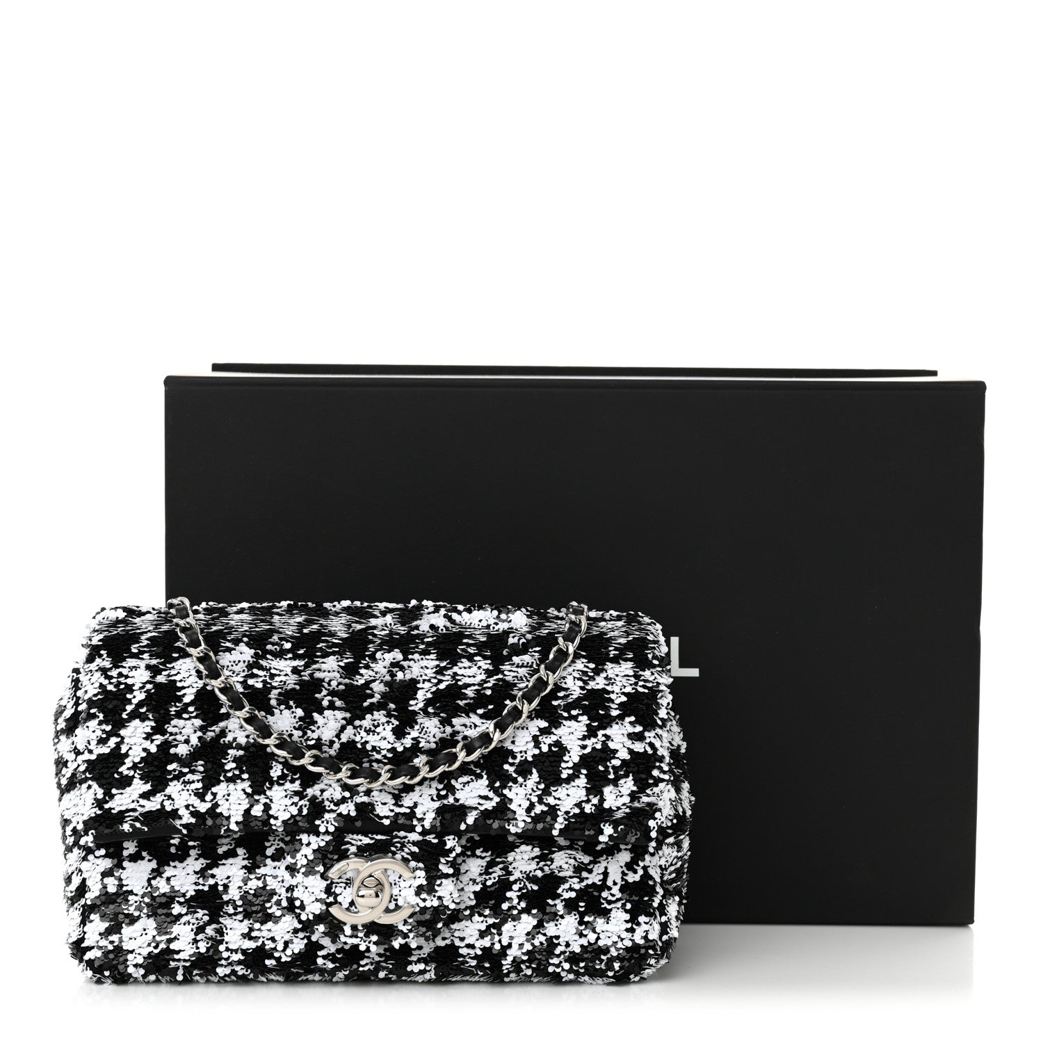 Chanel Sequin Houndstooth Small Flap Black White 11 of 11