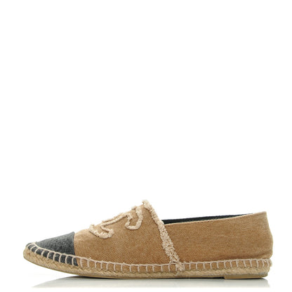 Chanel Canvas CC Espadrilles 37 Beige Black 1 of 8