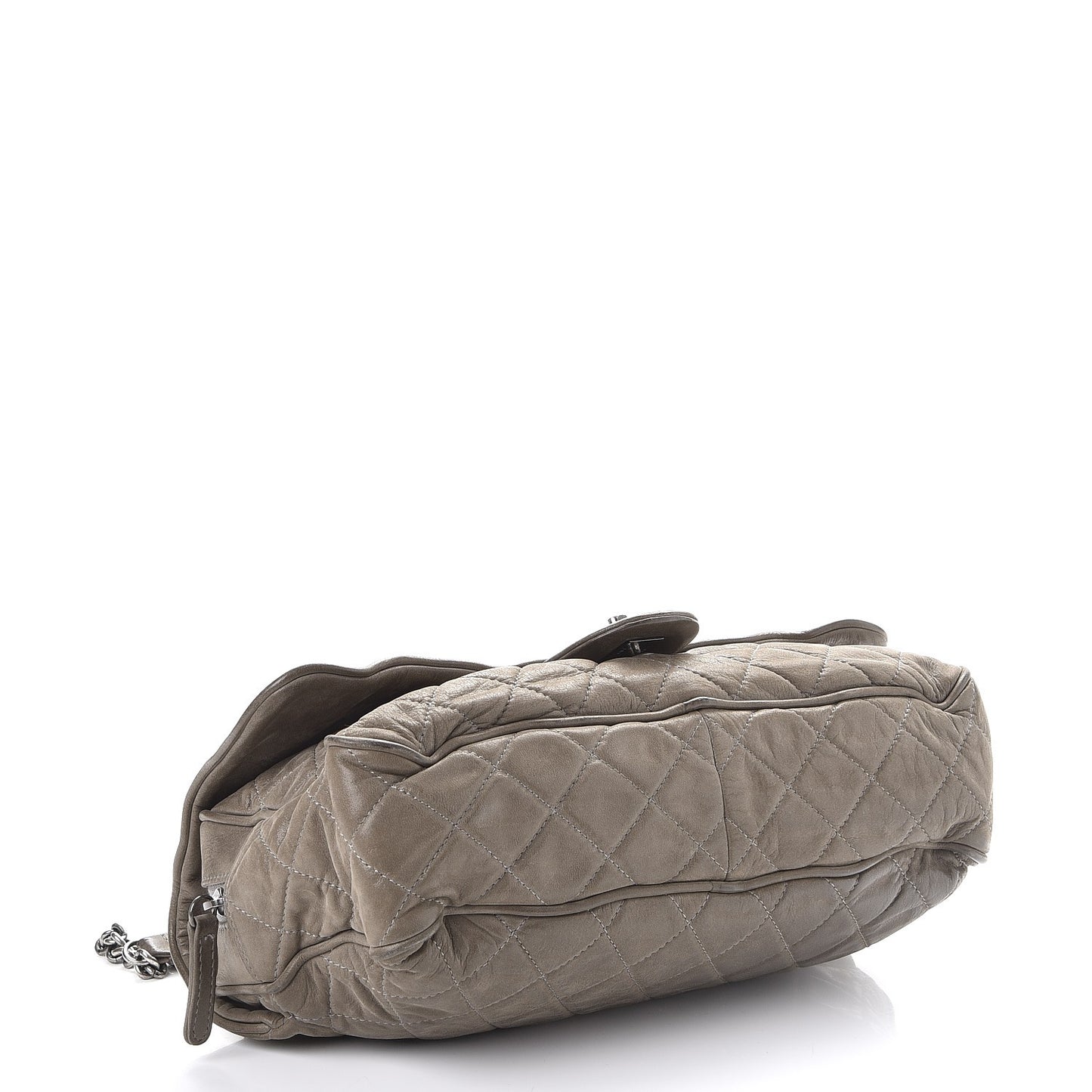 Iridescent Calfskin Quilted Large Shiva Flap Grey