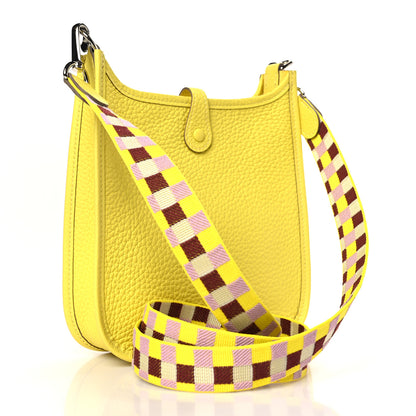 Hermes Taurillon Clemence Quadrille Evelyne TPM Lime Citron Rouge H Mauve Sylvestre 3 of 9