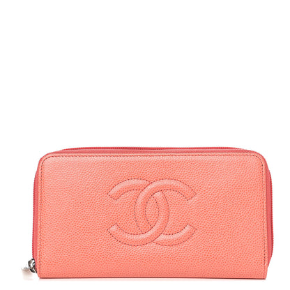 Chanel Caviar Large Timeless CC Gusset Zip Around Wallet Orange 1 of 12