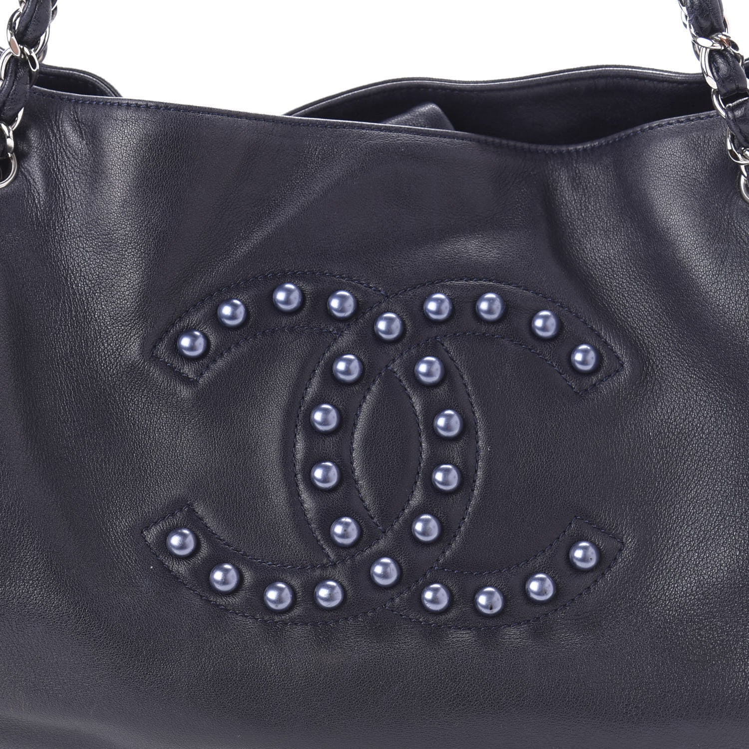 Chanel Lambskin Pearl Obsession Tote Navy 10 of 10