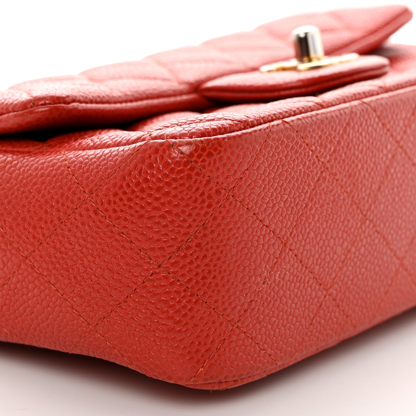 Pearly Caviar Quilted Mini Rectangular Flap Orange