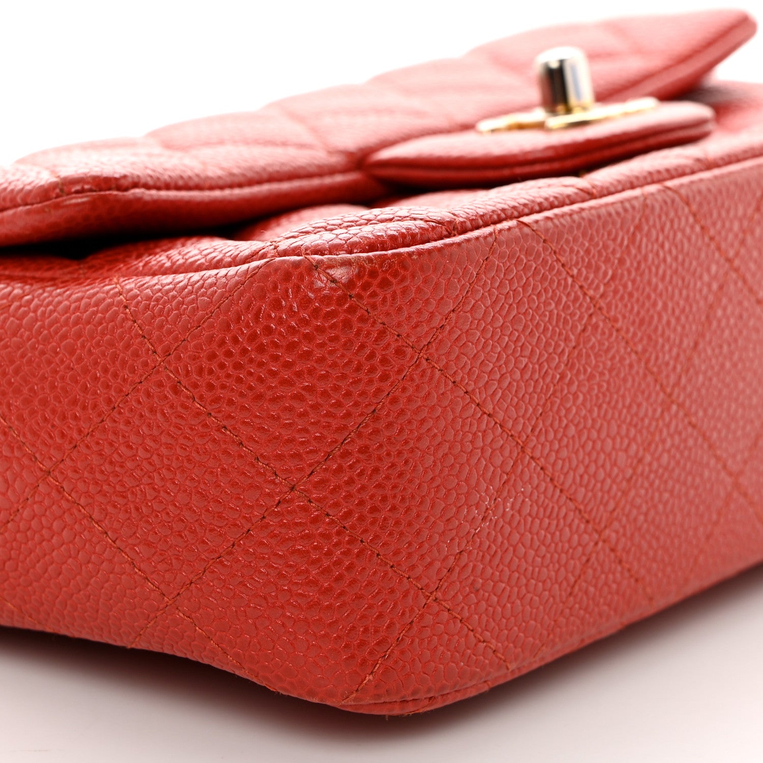 Chanel Pearly Caviar Quilted Mini Rectangular Flap Orange 9 of 12
