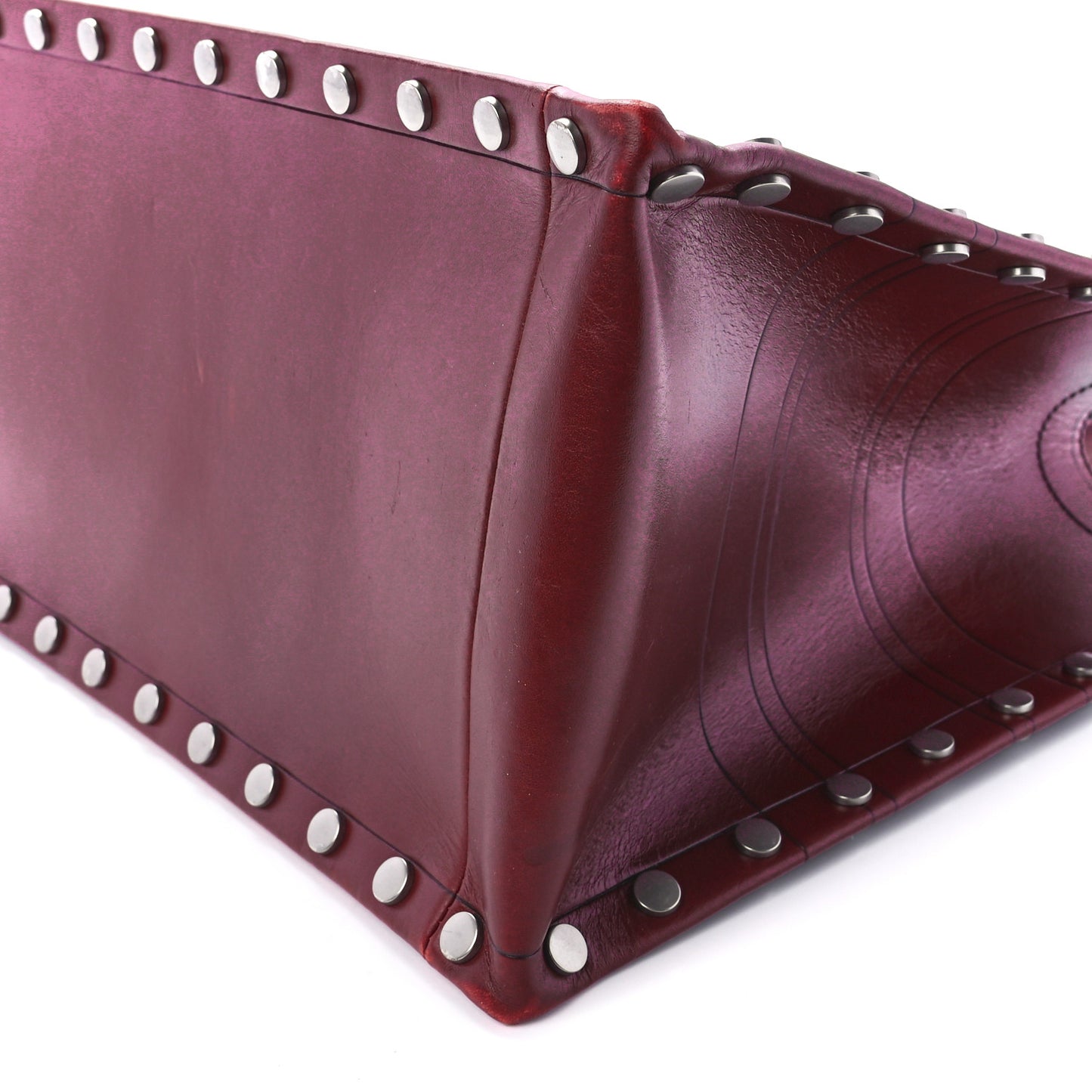 Calfskin Laser Cut Studded Medium Book Tote Red
