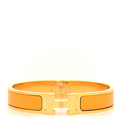 Hermes Enamel Narrow Clic Clac H Bracelet PM Jaune Madras 1 of 5
