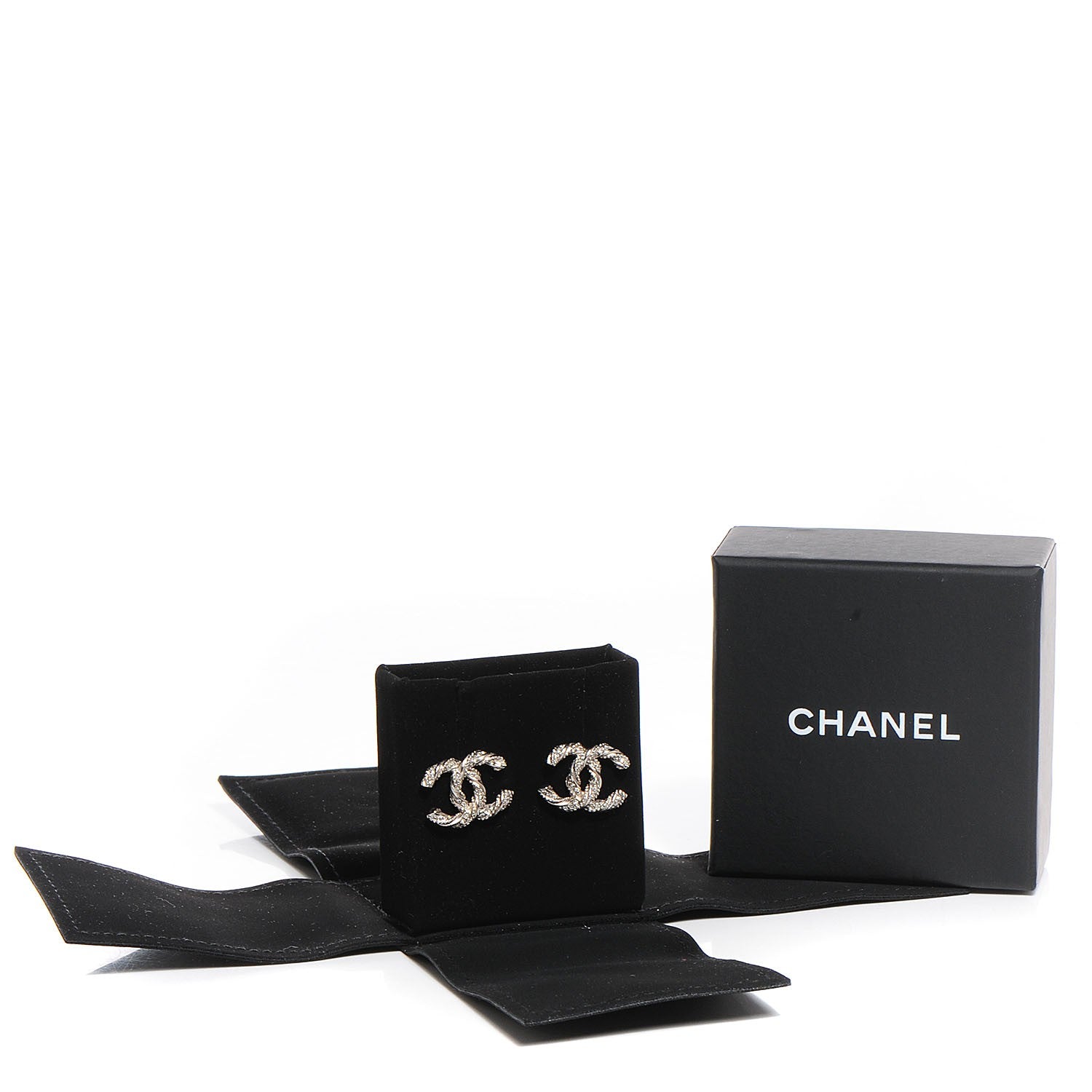 Chanel Crystal CC Earrings Silver 4 of 4