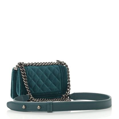 Chanel Velvet Quilted Mini Boy Flap Turquoise 3 of 13