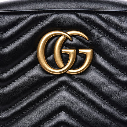 Gucci Calfskin Matelasse Small GG Marmont Chain Shoulder Bag Black 9 of 10