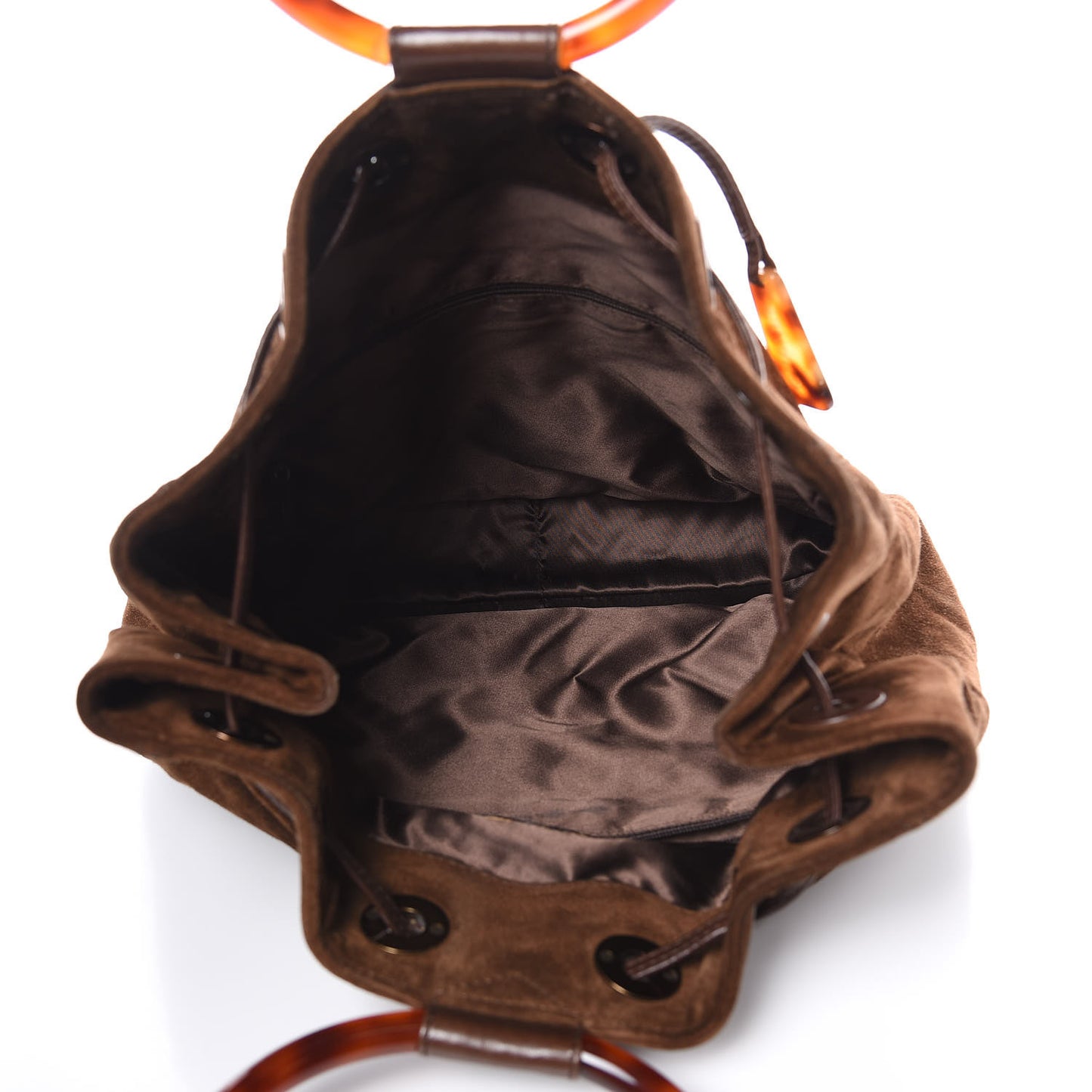 Suede Tortoise CC Drawstring Tote Brown
