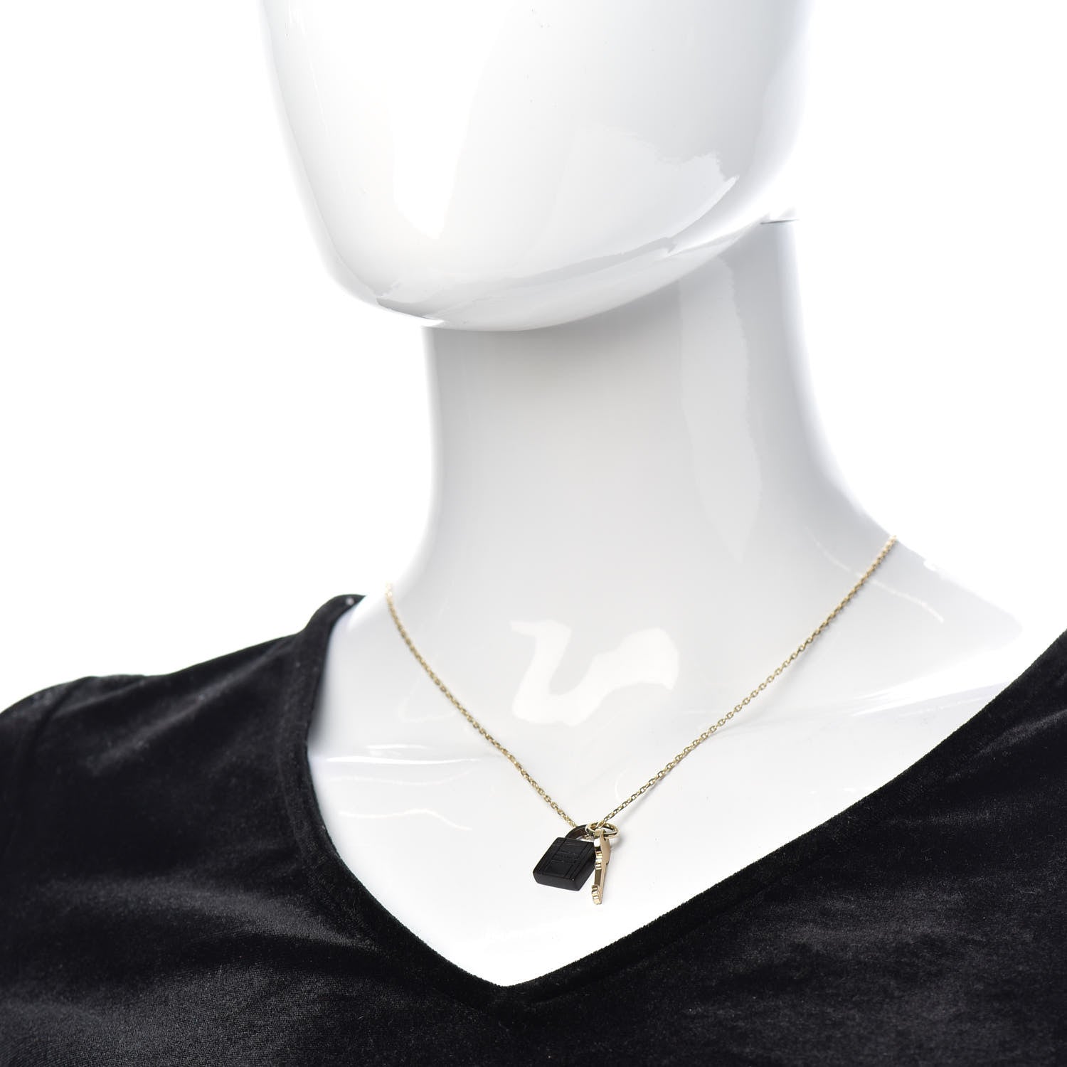 Hermes Permabrass Buffalo Horn Amulette Padlock PM Pendant Necklace 2 of 5