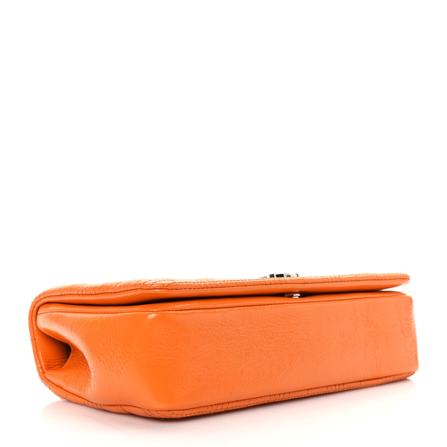 Patent Quilted Resin Chain Small Lola Bag Deep Orange