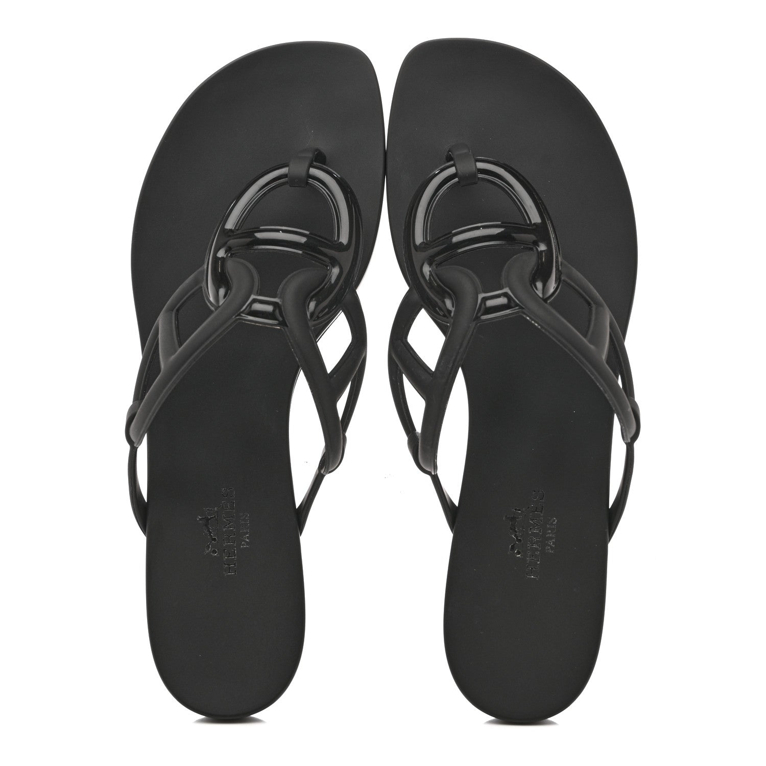 Hermes Rubber Womens Egerie Sandals 37 Black 2 of 11
