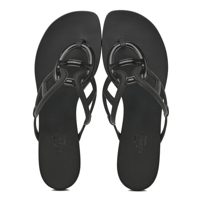 Hermes Rubber Womens Egerie Sandals 37 Black 2 of 11