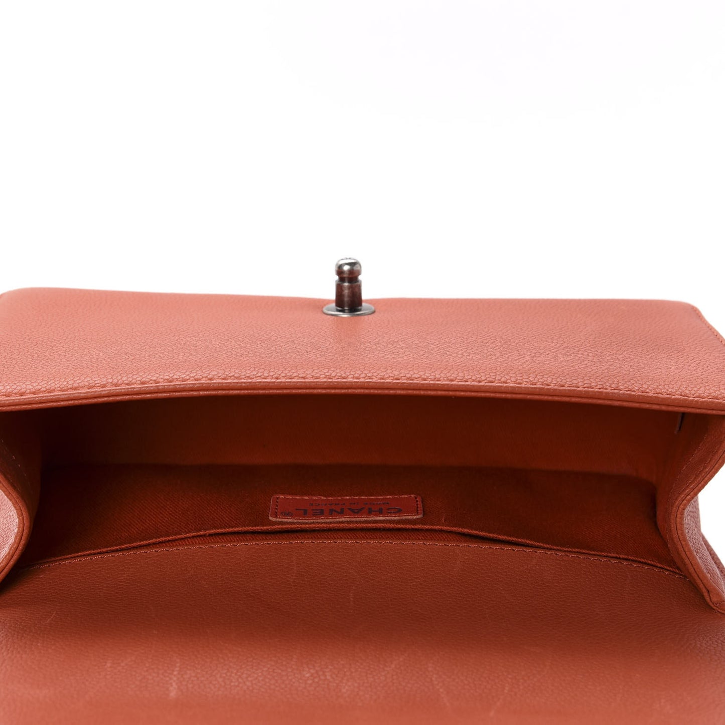 Caviar Stitched Medium Boy Flap Dark Orange