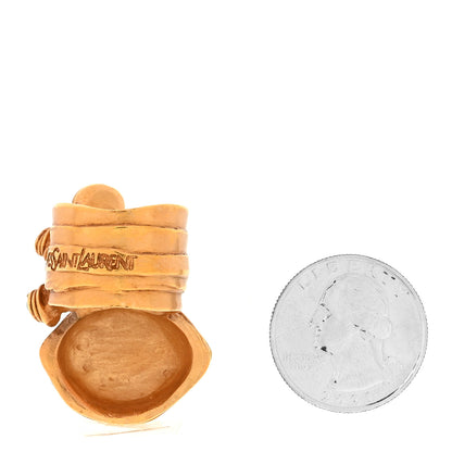 Saint Laurent Enamel Arty Ring 49 5 Gold Turquoise 3 of 5