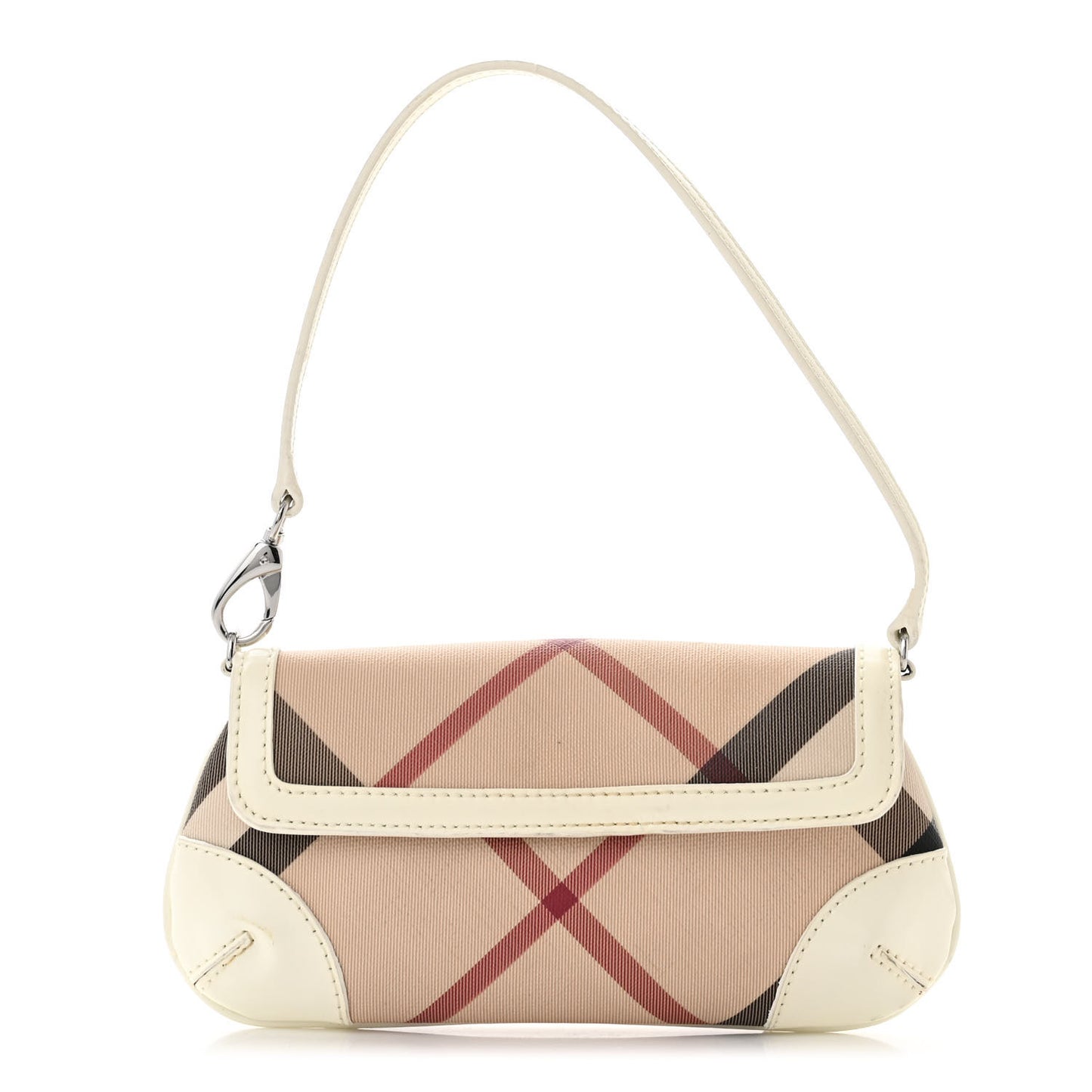 Nova Check Patent Calfskin Flap Shoulder Bag White