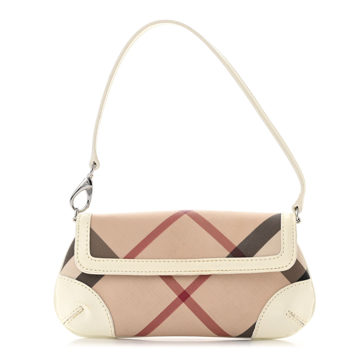 Burberry Nova Check Patent Calfskin Flap Shoulder Bag White 1 of 12