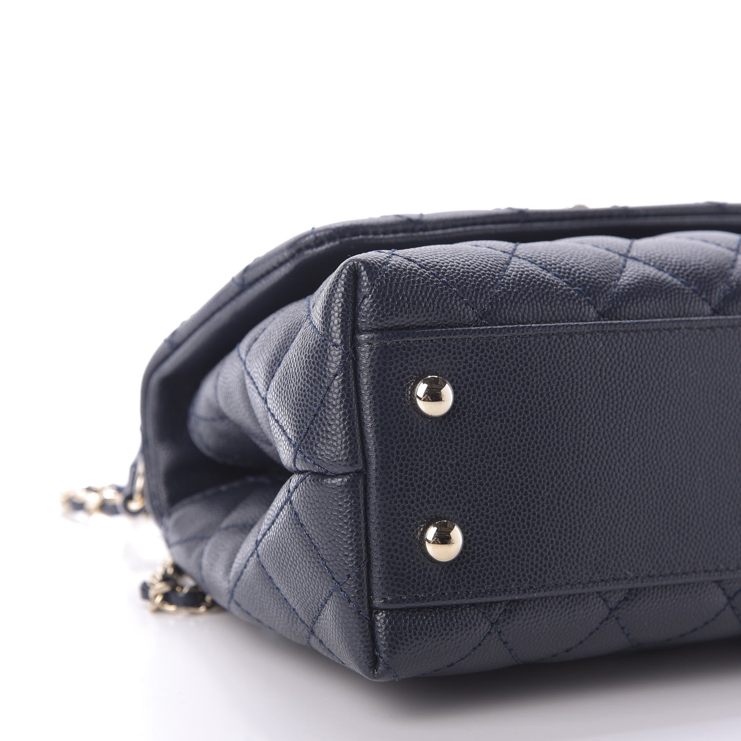 Chanel Caviar Quilted Lizard Embossed Mini Coco Handle Flap Navy Blue 6 of 9