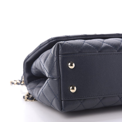 Chanel Caviar Quilted Lizard Embossed Mini Coco Handle Flap Navy Blue 6 of 9
