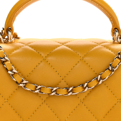 Chanel Lambskin Quilted Mini Top Handle Rectangular Flap Yellow 8 of 10