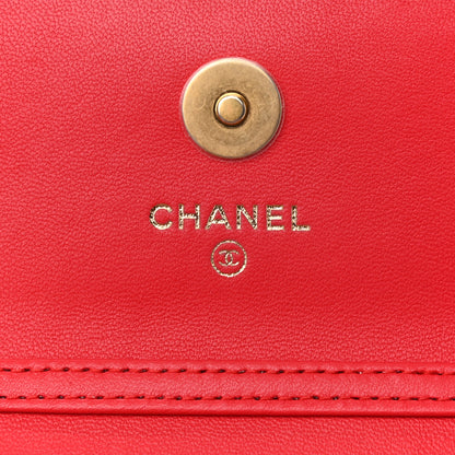 Chanel Lambskin Quilted Pearl Crush Clutch With Chain Red 6 of 11