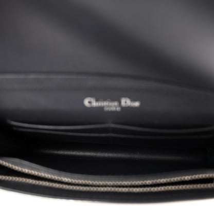 Christian Dior Metallic Patent Micro-Cannage Diorama Wallet on Chain Pouch Silver 5 of 9
