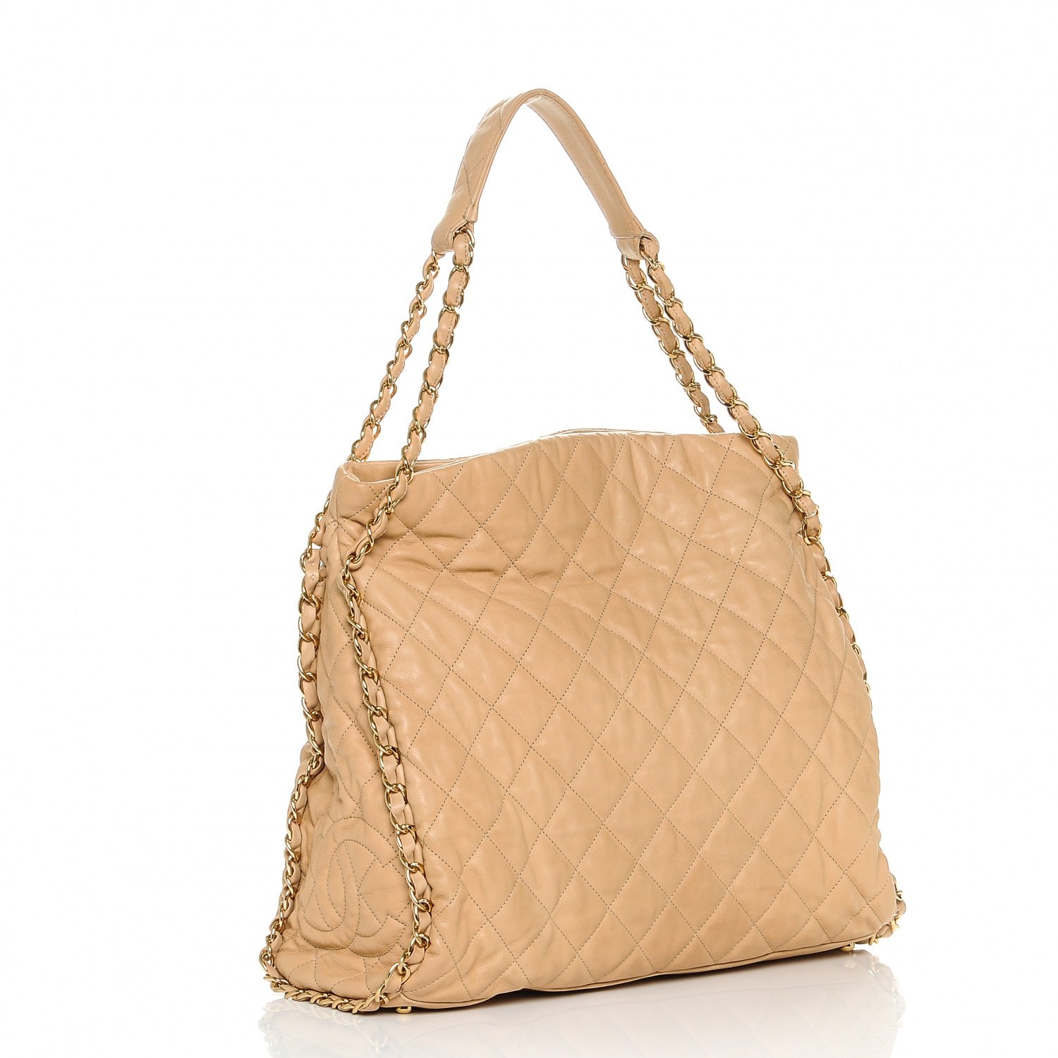 Chanel Calfskin Quilted Large Chain Me Hobo Beige 3 of 7