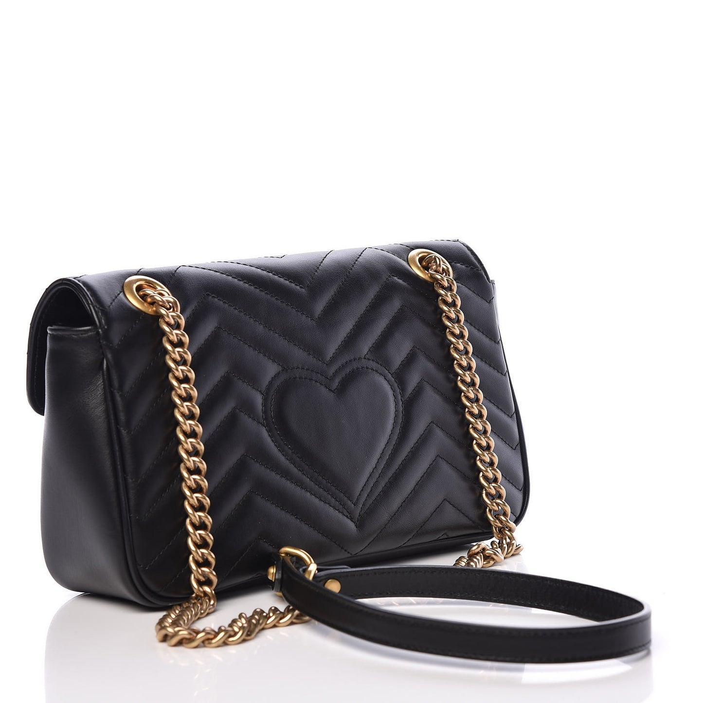 Calfskin Matelasse Small GG Marmont Shoulder Bag Black