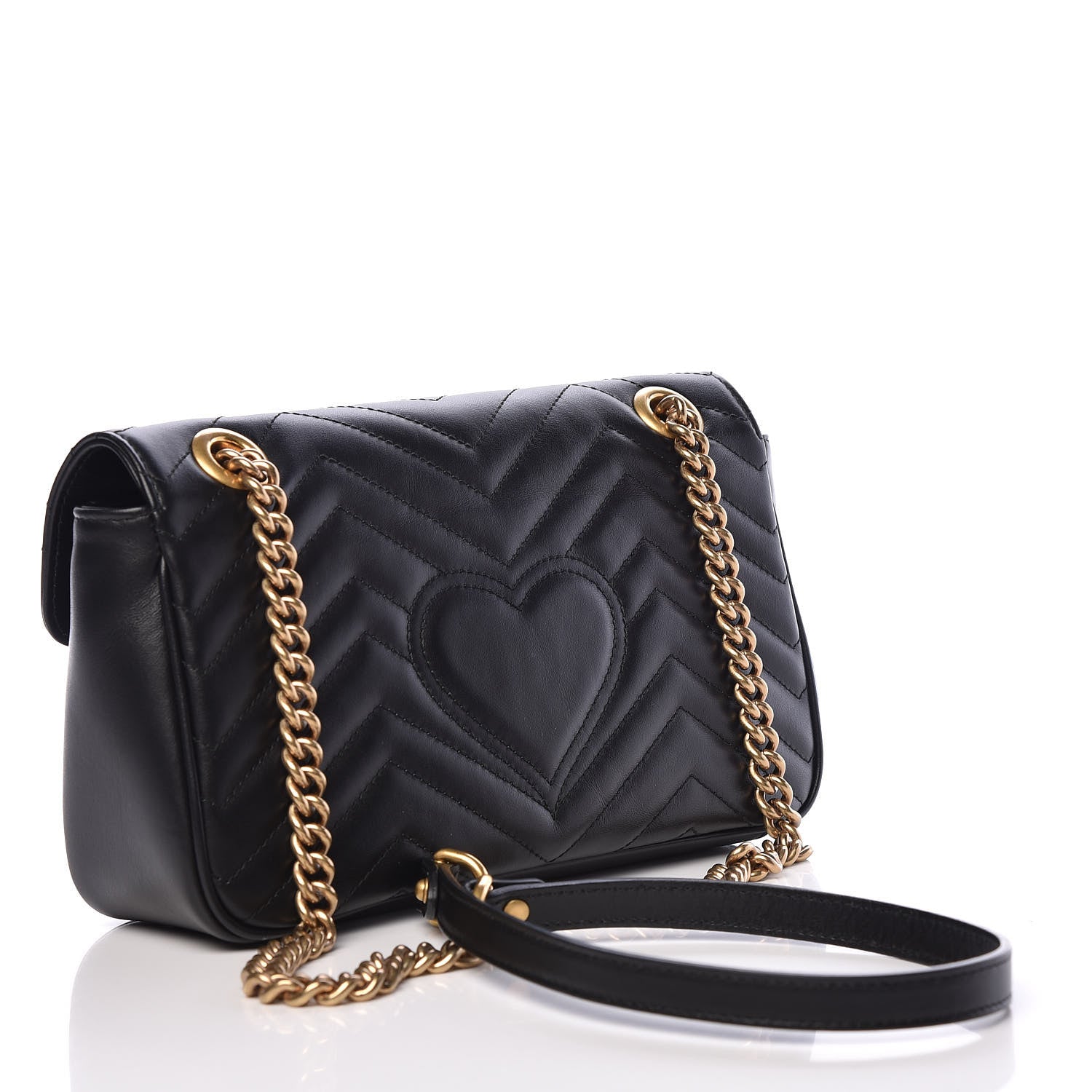 Gucci Calfskin Matelasse Small GG Marmont Shoulder Bag Black 3 of 10