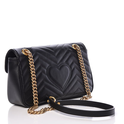 Gucci Calfskin Matelasse Small GG Marmont Shoulder Bag Black 3 of 10