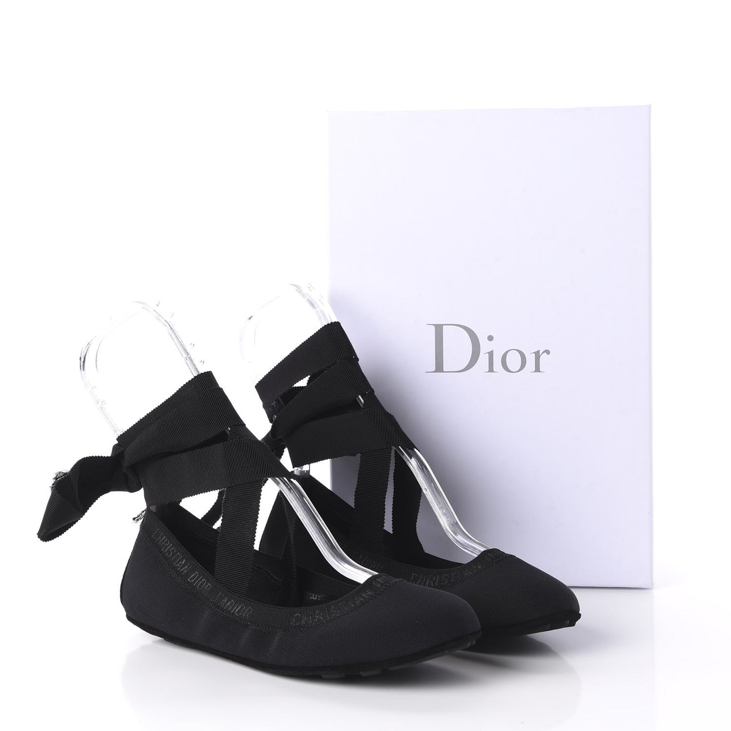 Micro Mesh Academy Lace-Up Ballerina Flats 36 Black