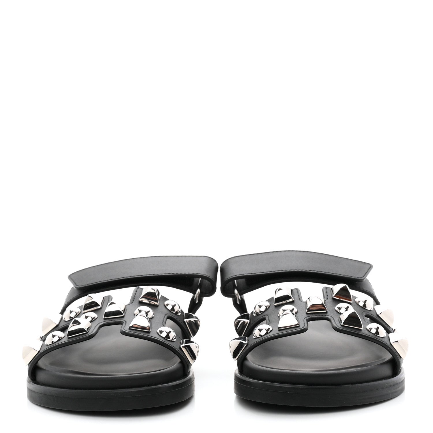 Hermes Calfskin Medor Studded Womens Chypre Sandals 36.5 Black 3 of 10