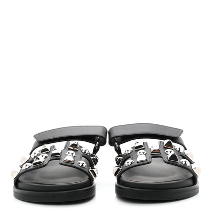 Hermes Calfskin Medor Studded Womens Chypre Sandals 36.5 Black 3 of 10