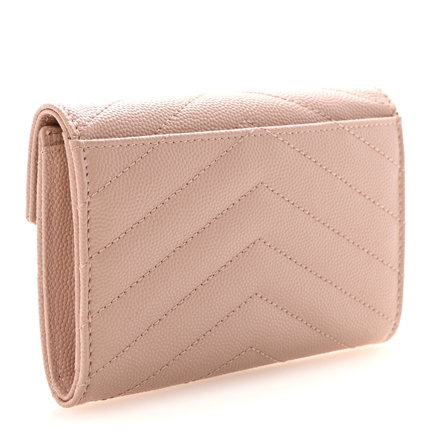 Grain De Poudre Matelasse Chevron Small Monogram Envelope Wallet Pale Pink