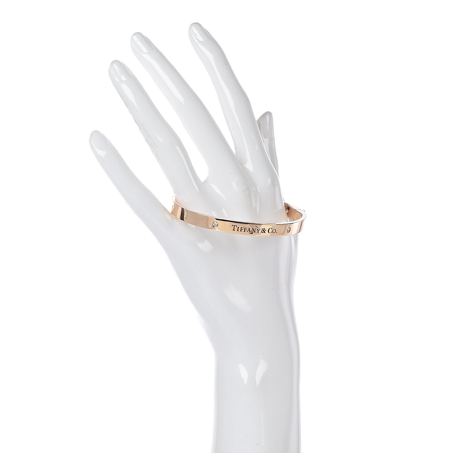 18K Rose Gold Diamond Hinged Bangle Bracelet