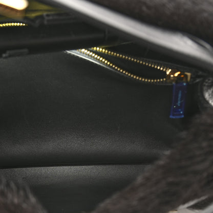 Salvatore Ferragamo Calfskin Shearling Medium Hug Bag Black 5 of 9