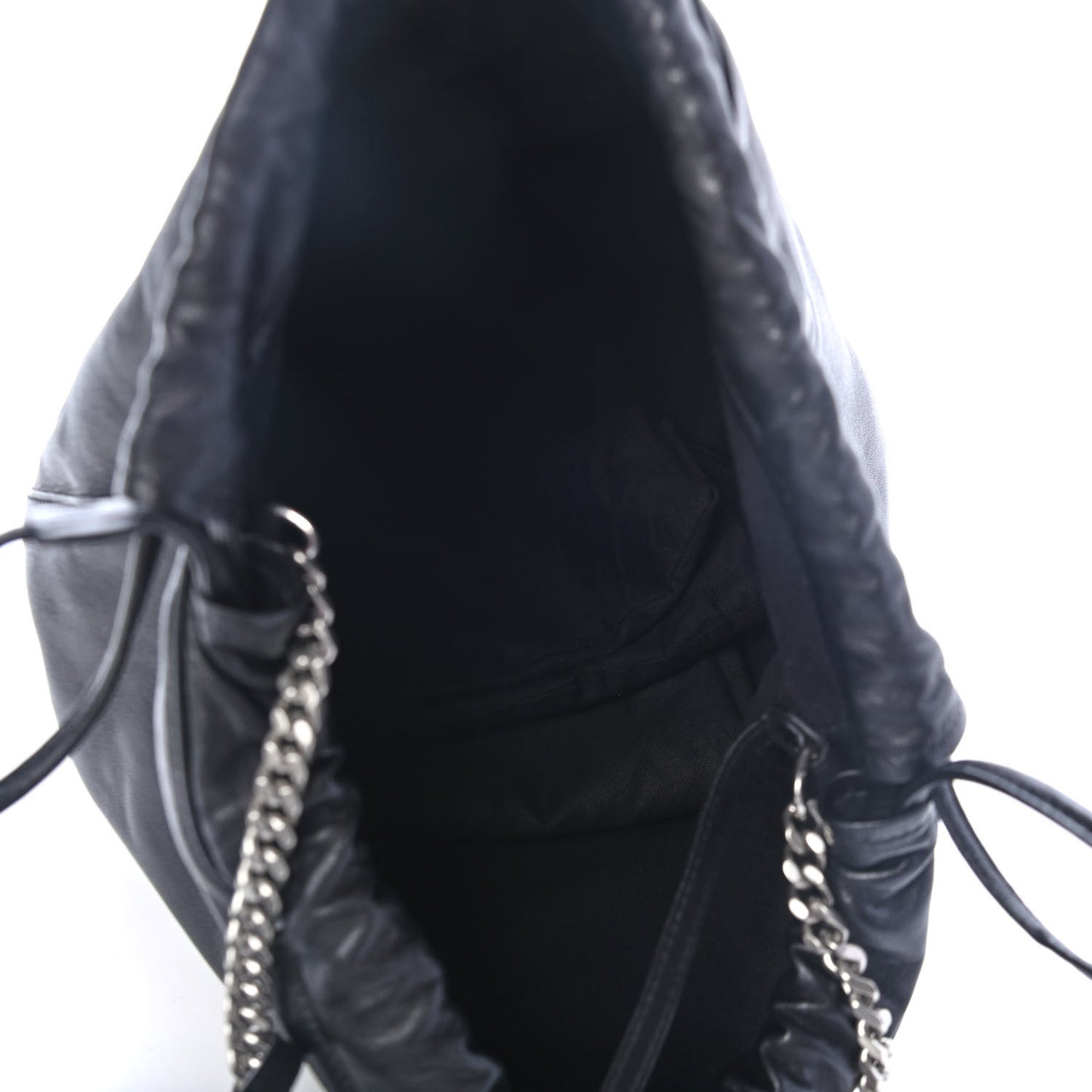 Lambskin Teddy Drawstring Bag Black